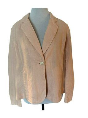 J. Jill Love Linen Peach One-Button 100% Linen Blazer Jacket Small Petite